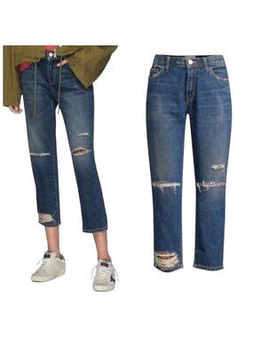 Current/Elliott The Repaired Fling Distressed Crop Jeans size 26, New with Tag